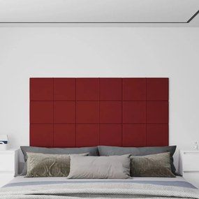 344076 vidaXL Painel parede 12 pcs 60x30 cm tecido 2,16 m² cor vermelho tinto
