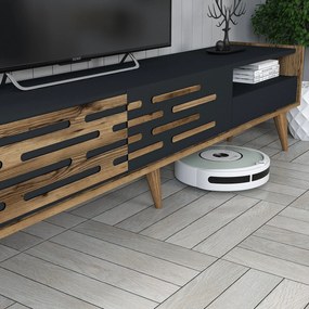 Conjunto de Mobiliário de Sala de Estar Valensiya – Nogueira e Antraci