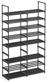 SONGMICS Sapateira ajustável, organizador de sapatos de 8 níveis, prateleira para armazenamento de sapatos, tubos de aço e tecido não tecido, comporta até 32 pares, economiza espaço, para entrada, armário, garagem, preto LSA219B01