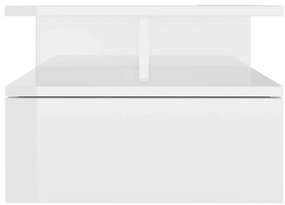 Mesa de cabeceira suspensa 2 pcs 40x31x27 cm branco brilhante