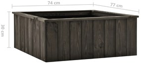 Canteiro elevado 74x77x30 cm pinho maciço cinzento-escuro