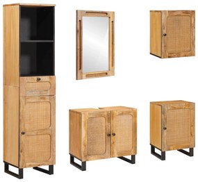 vidaXL Conjuntos de Banheiro com porta Natural Madeira de manga maciça