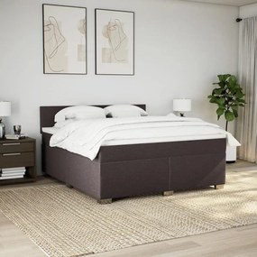 Cama com molas/colchão 180x200 cm tecido castanho-escuro