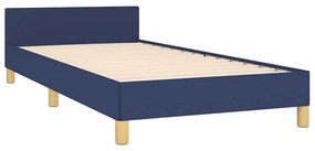 Estrutura cama c/ cabeceira sem colchão tecido 80x200 cm azul