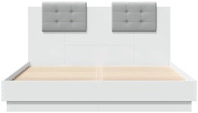 Estrutura de cama com cabeceira e luzes LED 120x200 cm branco