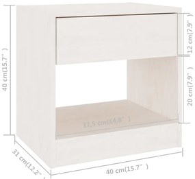 Mesas de cabeceira 2 pcs 40x31x40 cm pinho maciço branco