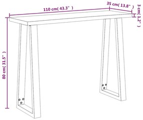 Mesa consola com bordas vivas 110x35x80 cm acácia maciça