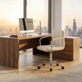 Cadeira de Escritório Lucy V2 de Couro Sintético Creme