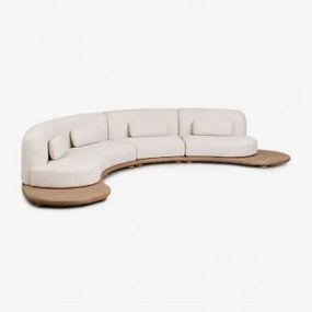 Sofá Modular Curvo De Jardim De 4 Peças Em Madeira De Acácia Gerard Marrom Acácia Claro - Sklum