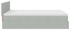Estrutura de cama otomana com colchão 140x200 cm cinzento claro
