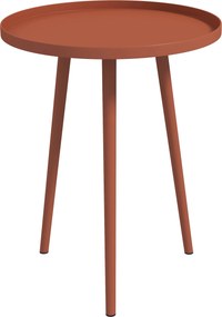 Outsunny Mesa de Jardim Redonda Mesa de Apoio Exterior com Borda Arredondada em Aço Ø40x50 cm Vermelho | Aosom Portugal