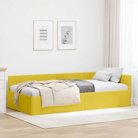 vidaXL Estrutura de Cama de Canto Amarelo 90 cm x 200 cm Veludo