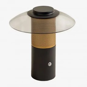 Lámpada De Mesa Led Sem Fios Em Vidro E Aço Lispect Negro-de-fumo - Sklum