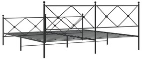 Estrutura de cama com cabeceira e pés 200x200 cm metal preto