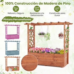 Canteiro de Jardim Elevado com Treliça, 118 x 40 x 103 cm, Estrutura em Madeira de Pinho, Laranja