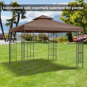 Cobertura/Lona de substituição para tenda de jardim (NÃO INCLUÍDA) 3 x 3 m Castanho
