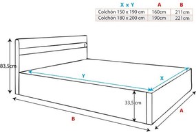 Cama Hidráulica com Arrumação "Adal" - 180x200cm - Branco - Com Colchã