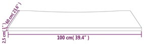 Tampo de secretária 100x60x2,5 cm pinho maciço branco