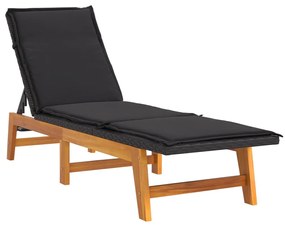 Espreguiçadeiras com almofadões 2 pcs vime PE e acácia maciça
