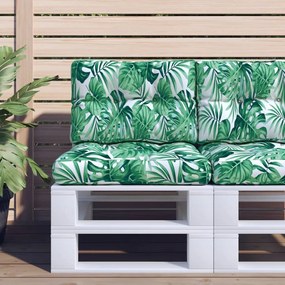 vidaXL Almofadão para sofá de paletes 50x40x12 cm tecido padrão folhas
