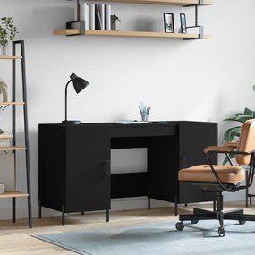 vidaXL Secretária 140x50x75 cm derivados de madeira preto