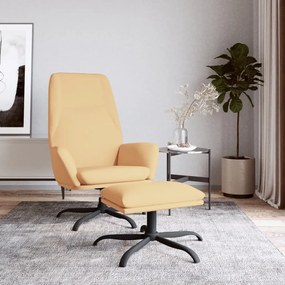 vidaXL Cadeira de descanso com banco tecido de microfibra cor creme