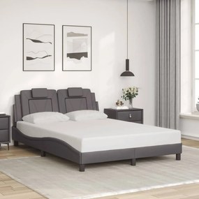 vidaXL Estrutura cama c/ cabeceira 140x190cm couro artificial cinzento