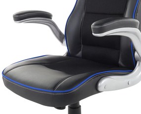 Cadeira de escritório em pele sintética preta e azul MASTER Beliani