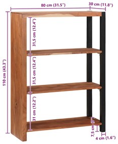 Estante 80 x 30 x 110 cm Madeira Sólida de Acácia