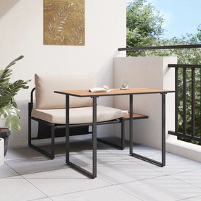 Conjunto de Jantar de Jardim com 2 Peças Cadeira Individual com Almofa