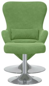Poltrona Egg vidaXL com Otomana Veludo Verde Claro