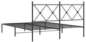 Estrutura de cama com cabeceira 160x200 cm metal preto