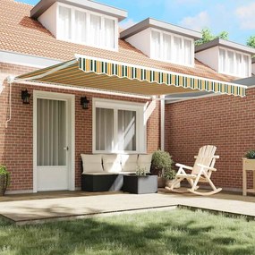 Toldo Retrátil Manual vidaXL Verde e Amarelo 400x300 cm