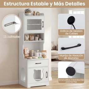 Móvel para Gatos, 50 x 45 x 152 cm, Compartimento Oculto para Caixa de Areia, Branco