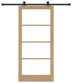 Porta Deslizante com Conjunto de Ferragens 'ORKDAL'Madeira Maciça e Vi