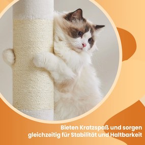 Arranhador para gatos com 101 cm de altura, grande plataforma 68 x 48 x 101 cm branco creme