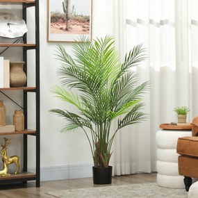 Planta artificial de interior de 120 cm, palmeira artificial com vaso de plástico e acabamento flocado, verde