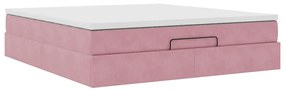 Estrutura de cama otomana com colchão 180x200 cm veludo rosa