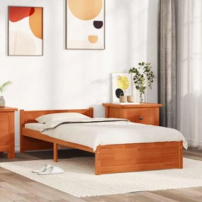 vidaXL Estrutura da Cama com cabeceira Castanho-mel 90 x 190 cm