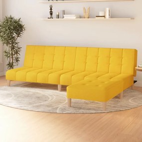vidaXL Sofá-cama de 2 lugares com apoio de pés tecido amarelo