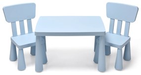 Conjunto Mesa e 2 Cadeiras para Crianças Comer Desenhar Escrita e Artesanato 76,5 x 54,5 x 49,5 cm Azul