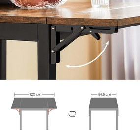 Mesa de cozinha dobrável de estilo industrial para 4 pessoas Tamanho desdobrado: 120 x 78 x 76,2 cm Castanho Vintage-preto