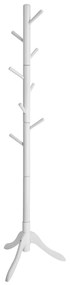Cabideiro de madeira sólido com 8 ganchos para entrada | VASAGLE | 57 x 57 x 177 cm | branco | RCR60WT.