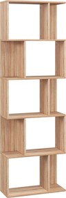 HOMCOM Estante para Livros Estante Alta de Parede com 5 Níveis em Forma de S Desenho Moderno 60x24x184,5 cm Madeira | Aosom Portugal