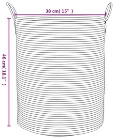 Cesto de arrumação Ø38x46 cm algodão castanho e branco