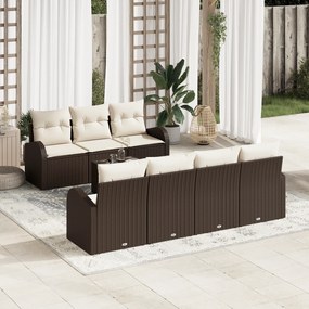 vidaXL Conjunto de Sofás de Jardim de 8 Peças com Almofadas Marrom Rattan Poliéster