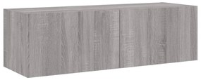 Móvel de parede p/ TV c/ luzes LED 100x35x31 cm cinzento sonoma