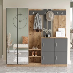 Hall Stand DD9 – Pinho Atlântico/Antracite – 187,2 cm x 180 cm x 37,5