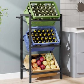 Estante para caixas de bebidas 36 x 55 x 116,1 cm com 3 níveis para 3 caixas Preto