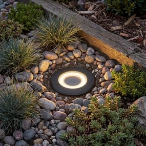 Foco de chão moderno preto com LED recarregável com energia solar IP65 - Solyx